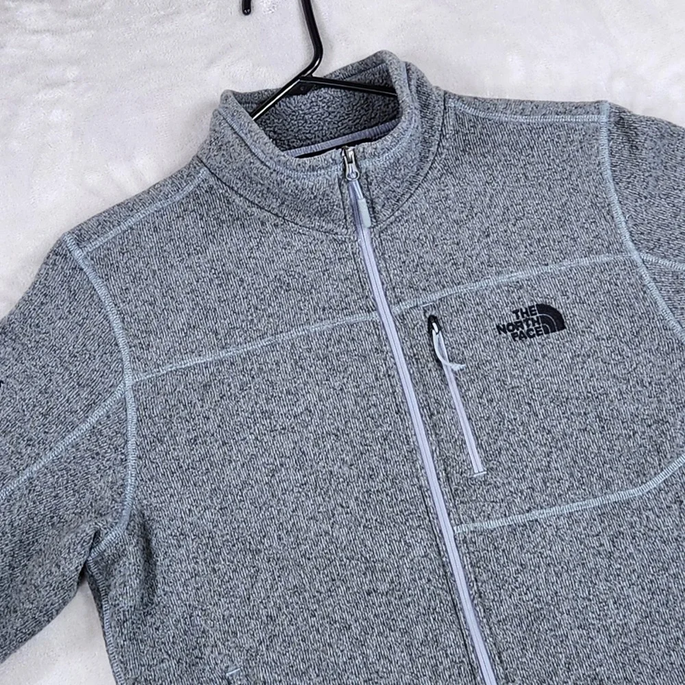 The North Face Jacket Mens Large Gray Sweater Fleece Full Zip Moss Adams Logo